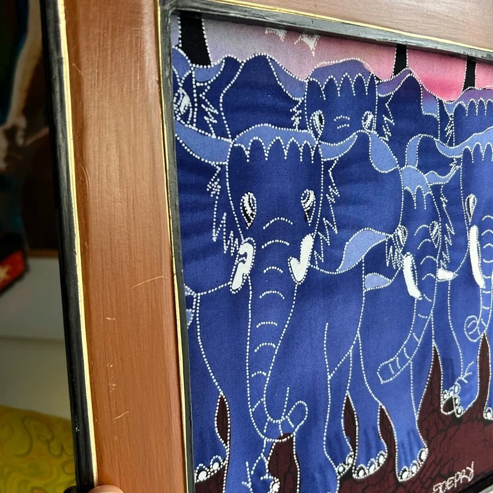 Contemporary Batik 90’s A Herd of Elephants 15.5" X 15.5" - Picture 11 of 16